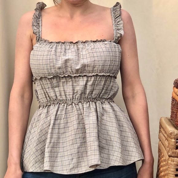 Galliano Tops - Galliano wool linen top ruched Sz 44 Europe M US